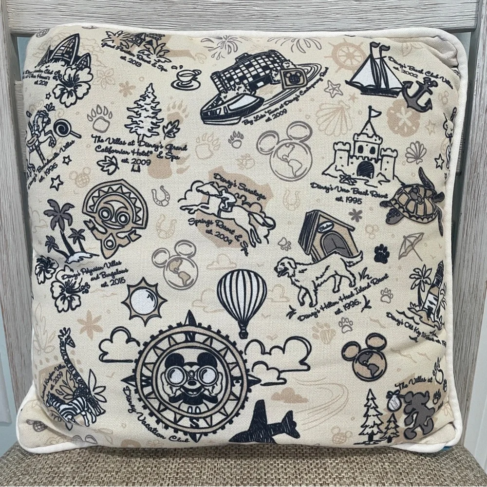 Disney World Commemorative Park Resort 1 Throw Pillow Mickey Reversible 2 Sided